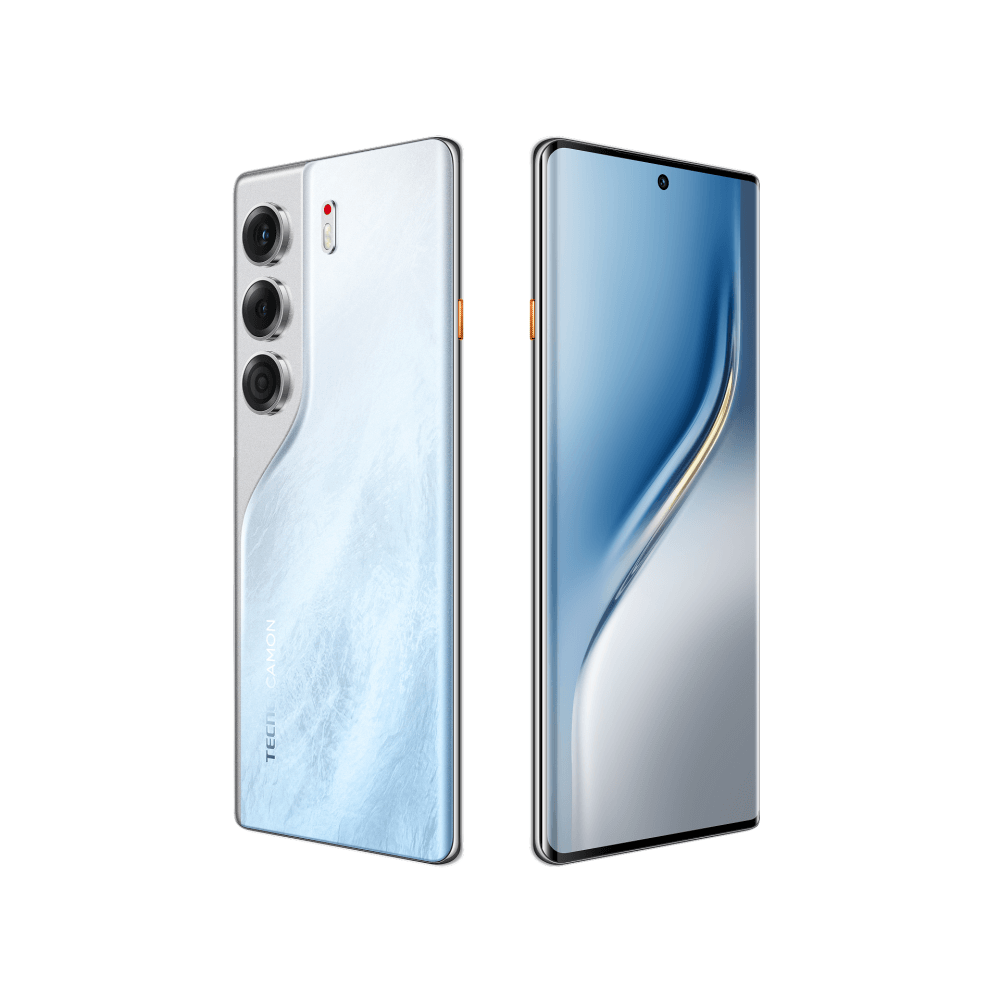 CM7 CAMON 40 Pro 5G 256+8 Glacier White, 6.78", 20:9, 2436 x 1080 пикселей, 4x2.5GHz+4x2.0GHz, 8 Core, 8GB RAM, 256GB, up to 1TB flash, 50+8Mpix/50Mpix, 2 Sim, 4G, 5G, BT v5.4, WiFi 802.11 b/g/n, GPS/AGPS, GLONASS,NFC, Type-C, 5100mAh, Android 15, 190g, 1